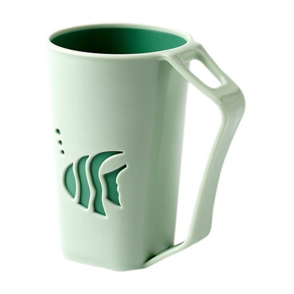 Kingfansion Plastic Toothbrush Cup with Handle, Shower Rinsing Cup, Bathroom Storage Holder, 12x10cm Durable Easy Clean Material, for Couple Home & Travel Mouthwash Routine, Gargle Cup Organizer