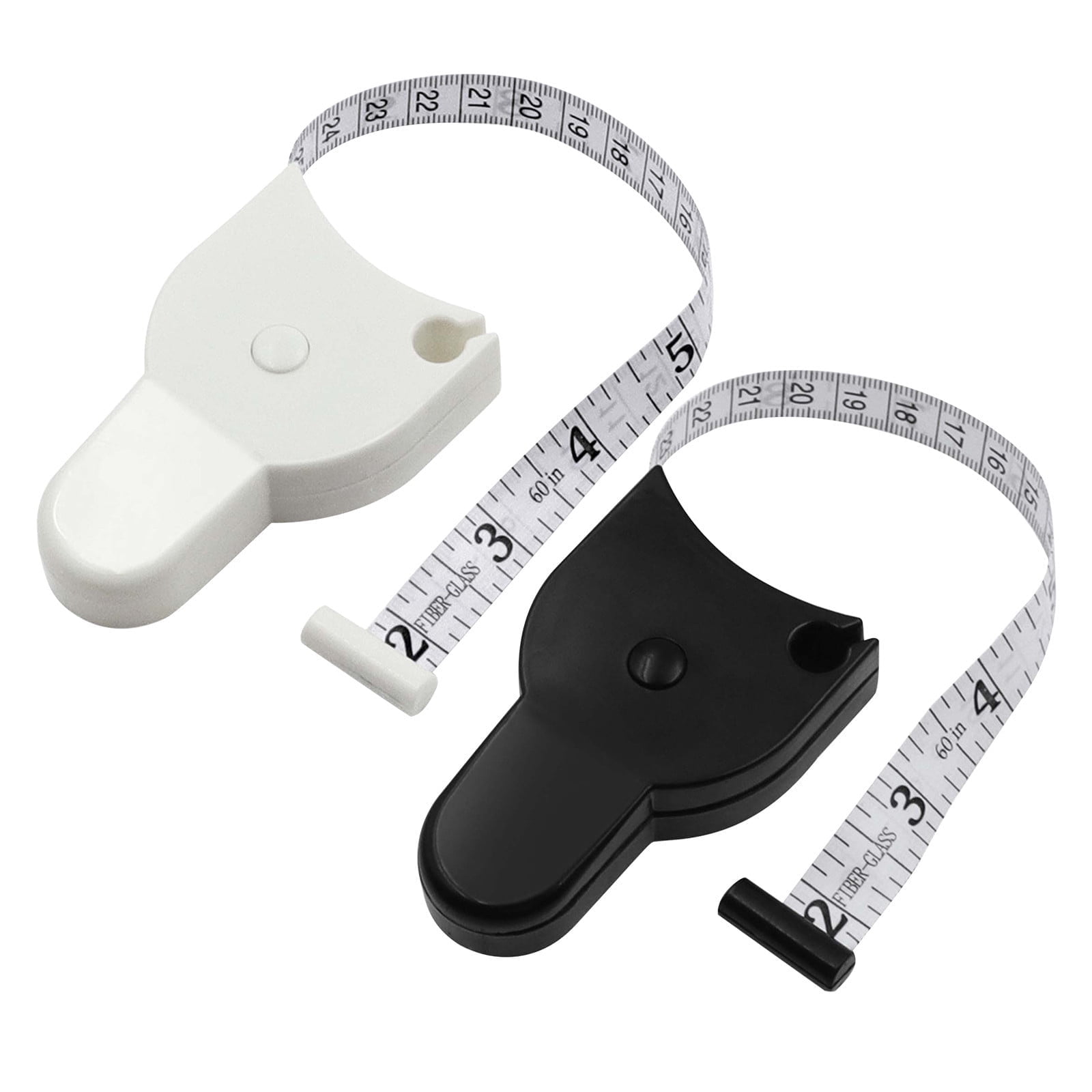 Kingfansion Soft Ruler Tape Measure, Tape Measure For Body Measuring Tape For Body Measurements Tape Tailor Clothing, Black Case White Strap, White Combo 1.5m Inch Plus Cm, 2pcs