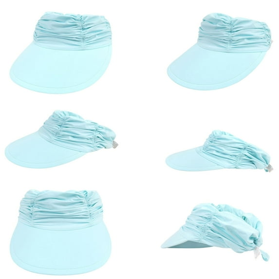 Kingfansion Women Visor Sun Hat Adjustable Foldable Wide Brim Sun Hats with Cut-Out Top, UPF 50+ Lightweight Breathable Swimming Hat, Cap for Women and Men