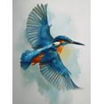 thumbnail image 1 of Kingfisher Bird Watercolor Canvas Print，Cafe Hotel Dining Room Living Room Decor, 1 of 8