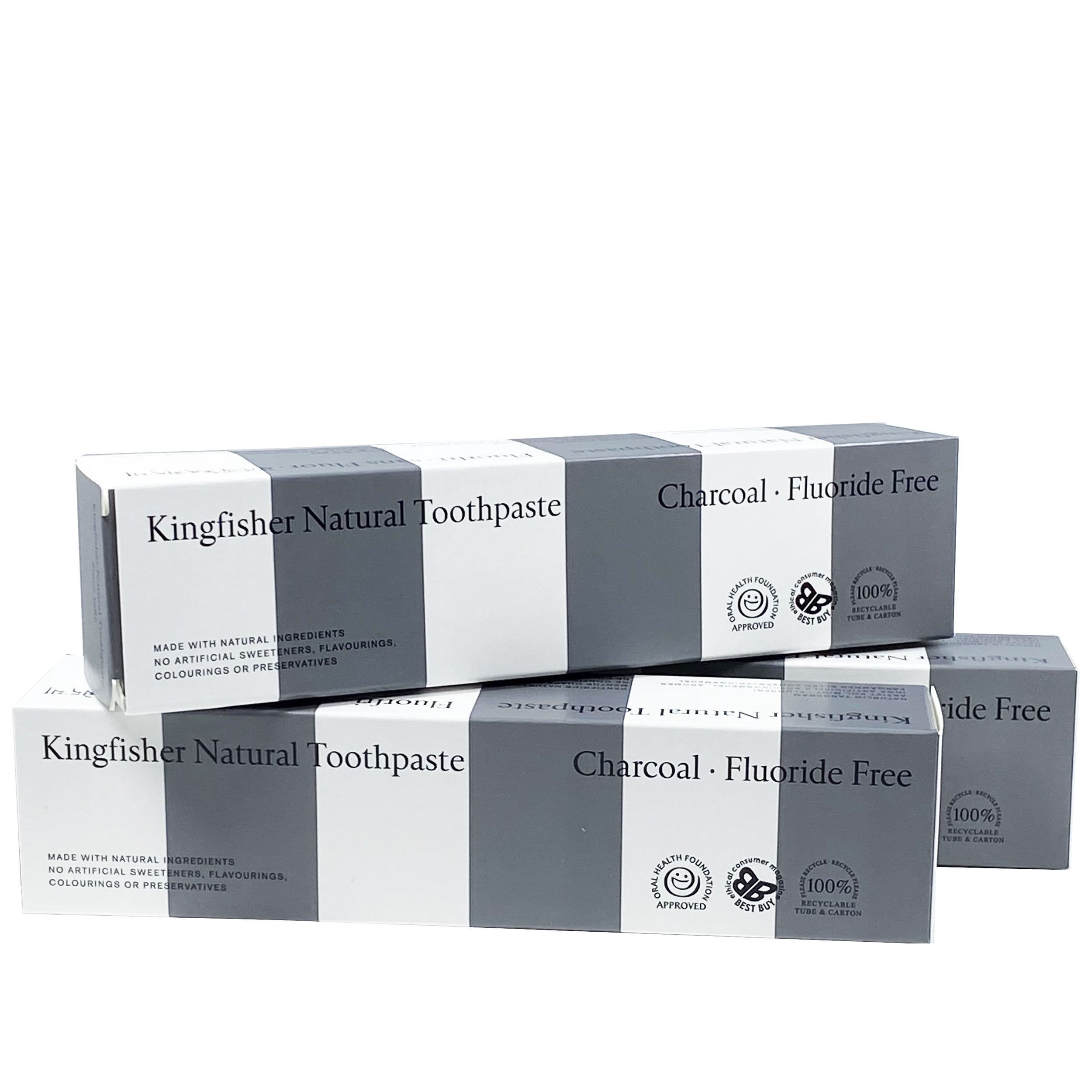 Kingfisher Charcoal Toothpaste - Fluoride Free 100ml (Pack of 3)