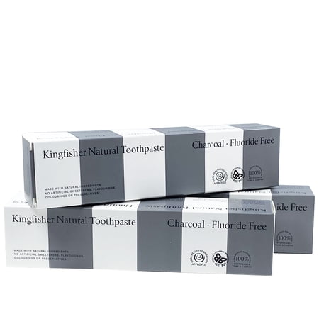 Kingfisher Charcoal Toothpaste - Fluoride Free 100ml (Pack of 3)