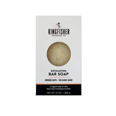 Kingfisher Co. Men's Exfoliating Bar Soap, Sandalwood and Black Pepper, 10 oz