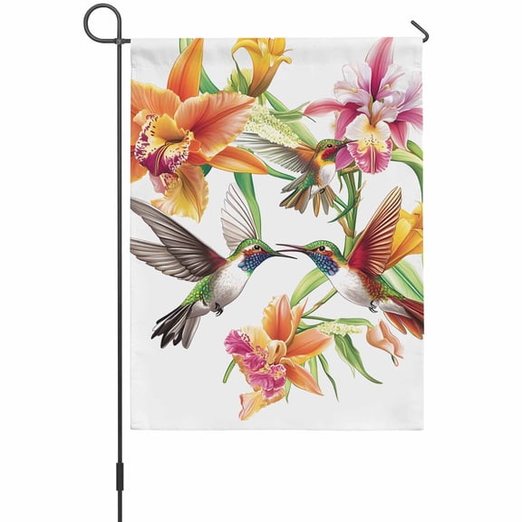 Kingfisher Garden Flags For Outdoor, Bird Flower Small Double Side Yard Flags Weather Proof Garden Decor for Lawn Outside Holiday 12 x 18 Inches