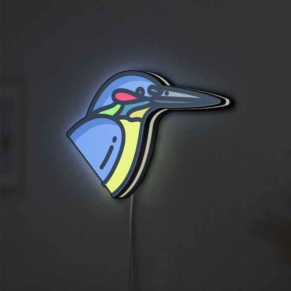 Kingfisher LED Lightbox - Bird Ornithology Zoology Decor, Custom Led Sign for Home Office Shop Decor (Height 8 inch, 20cm)
