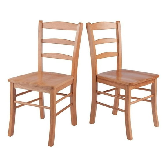 Kingfisher Lane 18" Ladder Back Solid Wood Dining Chair in Light Oak (Set of 2)
