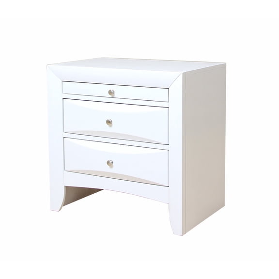 Kingfisher Lane 2 Drawers Wood Nightstand w/ Side Metal Glide in White