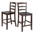 thumbnail image 1 of Kingfisher Lane 24" Solid Wood Counter Stool in Antique Walnut (Set of 2), 1 of 8