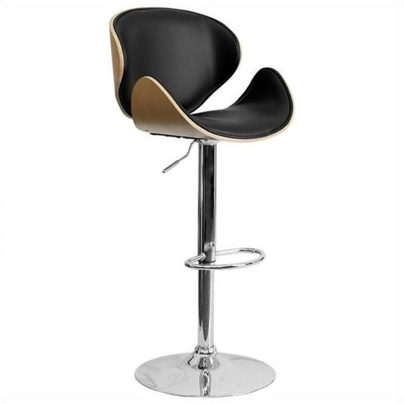 Kingfisher Lane 25" to 33" Bentwood Adjustable Bar Stool in Black