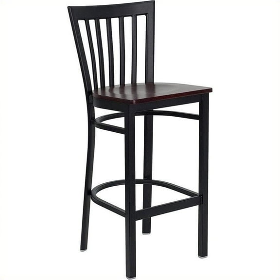 Kingfisher Lane 29" Black Back Metal Bar Stool in Mahogany