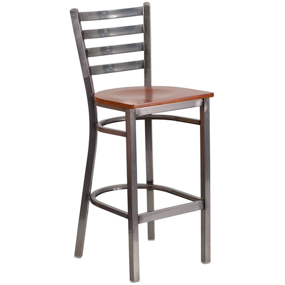 Kingfisher Lane 29" Ladder Back Restaurant Bar Stool in Cherry