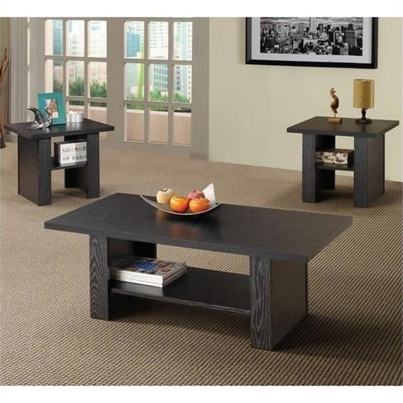 Kingfisher Lane 3 Piece Coffee Table Set in Black Oak