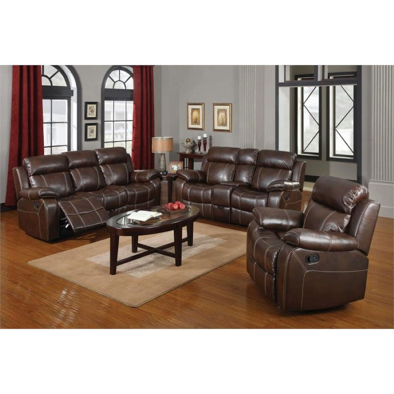 3 Piece Leather Reclining Sofa Set