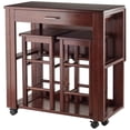 thumbnail image 1 of Kingfisher Lane 3-Piece Transitional Solid Wood Drop Leaf Dining Set in Walnut, 1 of 13