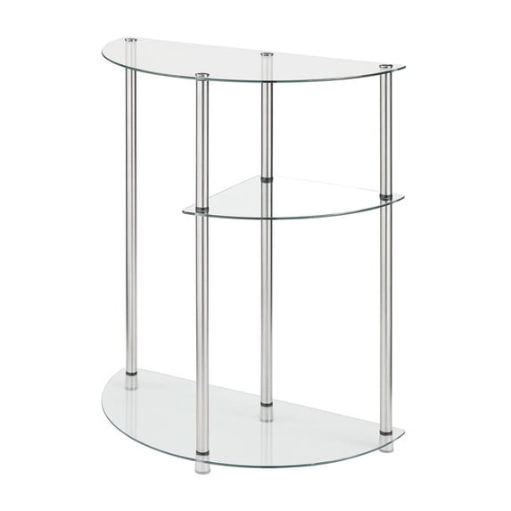 Kingfisher Lane Tempered Glass Clear Accent Table Rectangular 30" H x 23" W x 12" D Unassembled