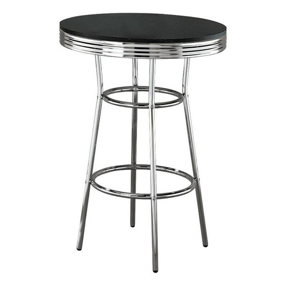 Kingfisher Lane 30" Round Metal Pub Table with Lacquer Tabletop in Black
