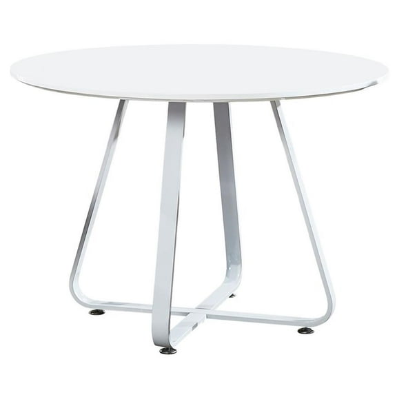 Kingfisher Lane 43" Round Contemporary Metal Dining Table in White