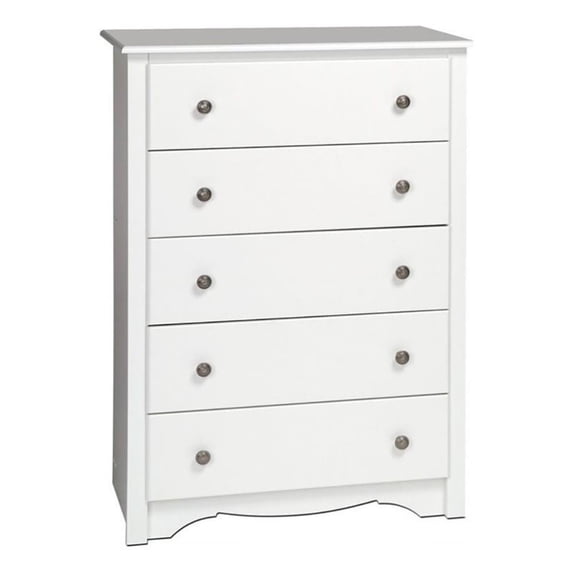 Kingfisher Lane 5 Drawer Wood Bedroom Chest in White