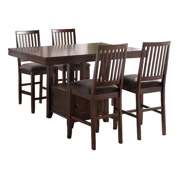 Kingfisher Lane 5-Piece Counter Height Dining Set with Storage in Espresso