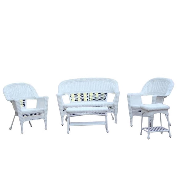 Kingfisher Lane 5 Piece Resin Wicker Modern Patio Sofa Set in White