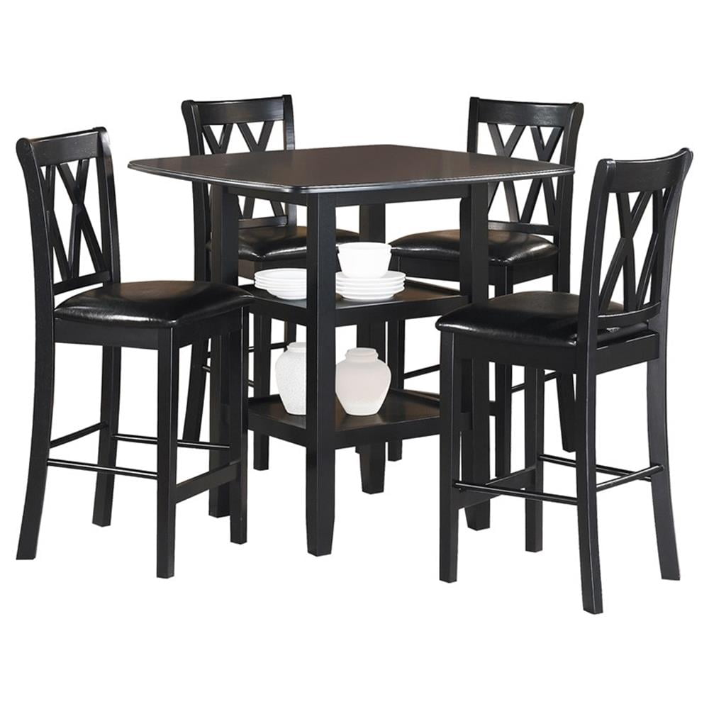 Kingfisher Lane 5 Piece Solid Wood Counter Height Dining Set in Black ...