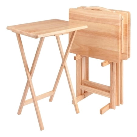 Kingfisher Lane 5-Piece Transitional Solid Wood TV Table with Stand in Natural