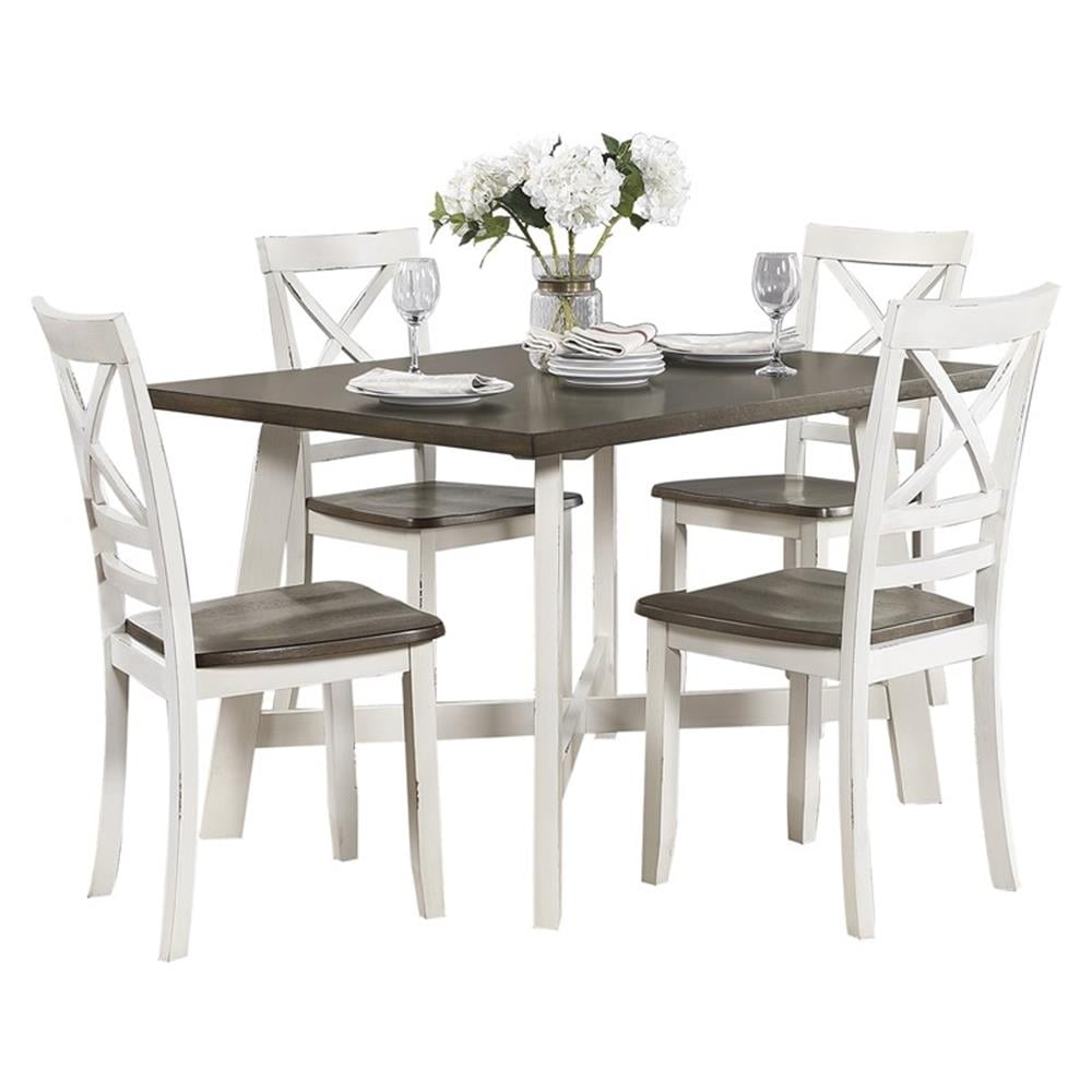 Antique White and Cherry 5-Piece Wood Dining Set