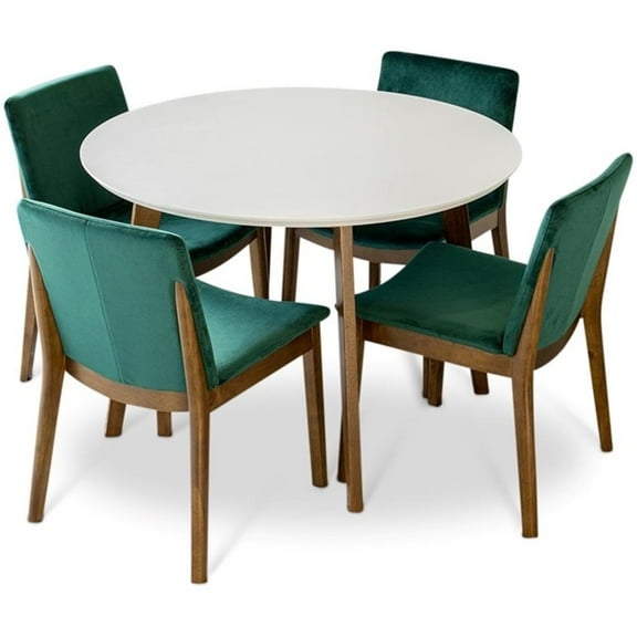 Kingfisher Lane 5-Piece round Dining Set w/ 4 Velvet Dining Chairs in Green