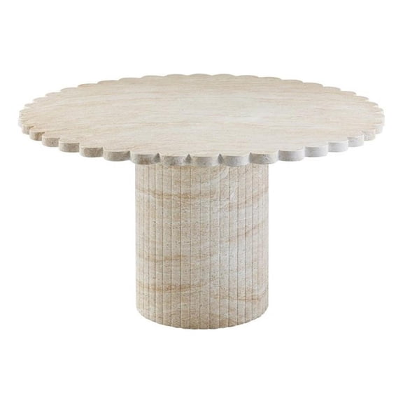 Kingfisher Lane 54" Round Concrete Dining Table in Travertine Finish