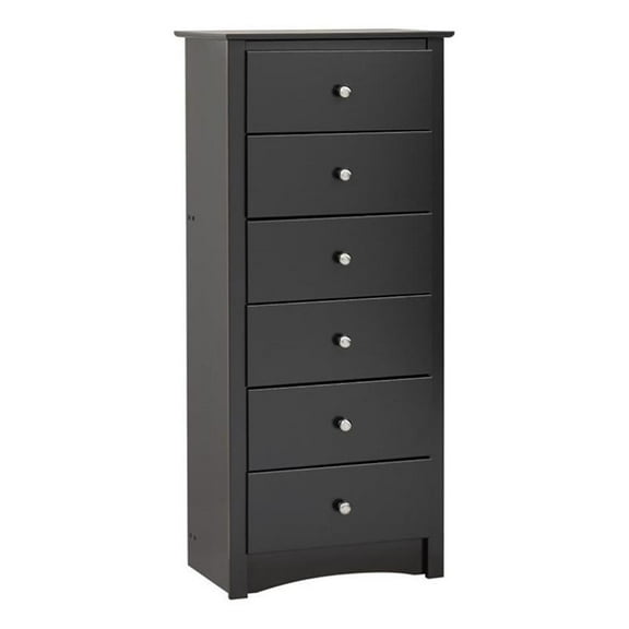 Kingfisher Lane 6-Drawer Composite Wood Bedroom Chest in Black