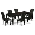 thumbnail image 1 of Kingfisher Lane 7-piece Wood Dining Set with Leather Seat in Black, 1 of 6