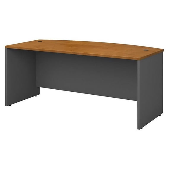 Kingfisher Lane 72" Bow Front Desk Shell in Natural Cherry