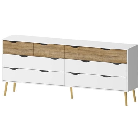 Kingfisher Lane 8 Drawer Dresser in White and Oak Structure