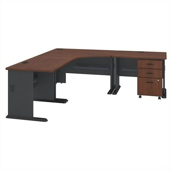 Kingfisher Lane 84" Corner L-Shaped Desk in Hansen Cherry