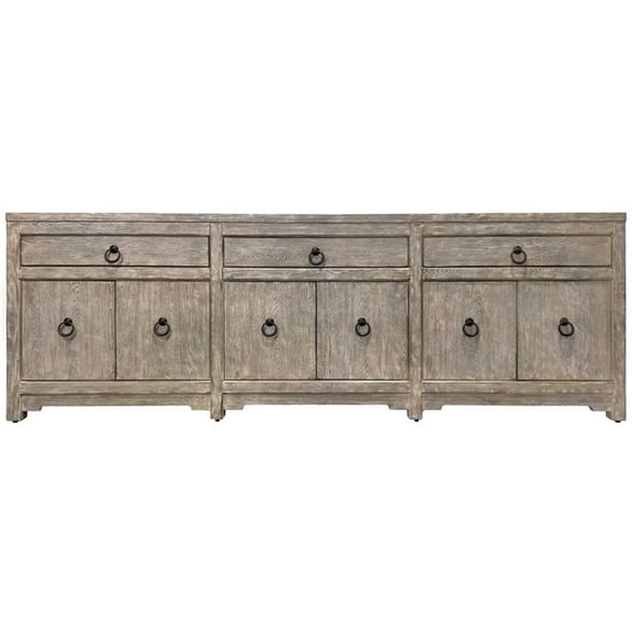Kingfisher Lane 90" Console Cabinet in Driftwood Rubberwood and Birch