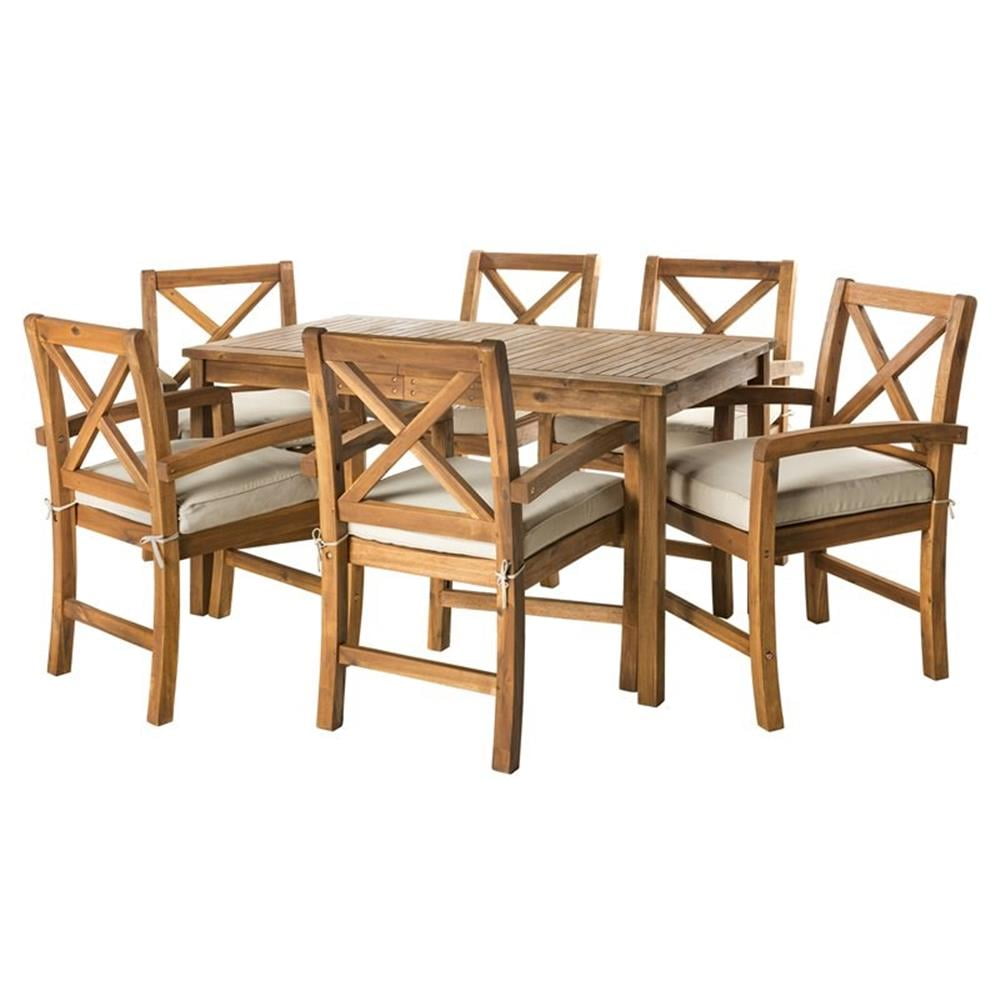 Kingfisher Lane Acacia Wood Patio 7-Piece Dining Set with X-shaped back - Brown