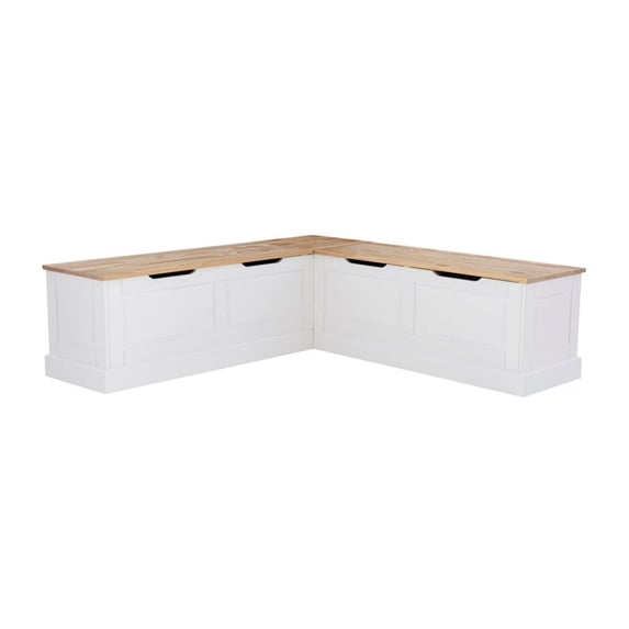 Kingfisher Lane Backless Wood Two Tone Breakfast Nook in Natural and White