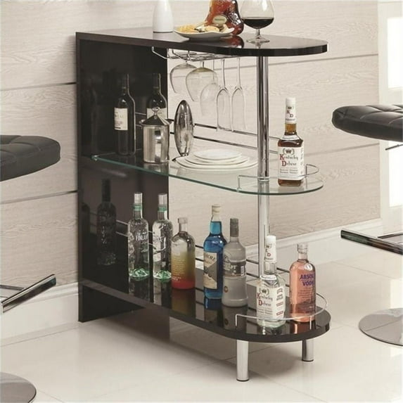 Kingfisher Lane Bar Table in Glossy Black and Chrome
