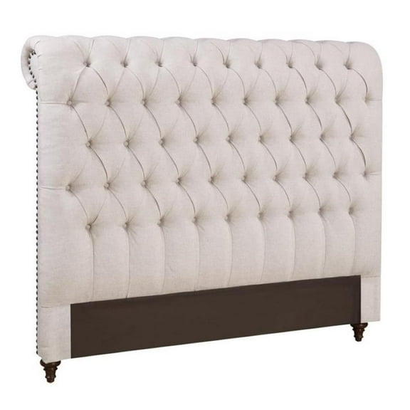 Kingfisher Lane California King Button Tufted Headboard in Beige