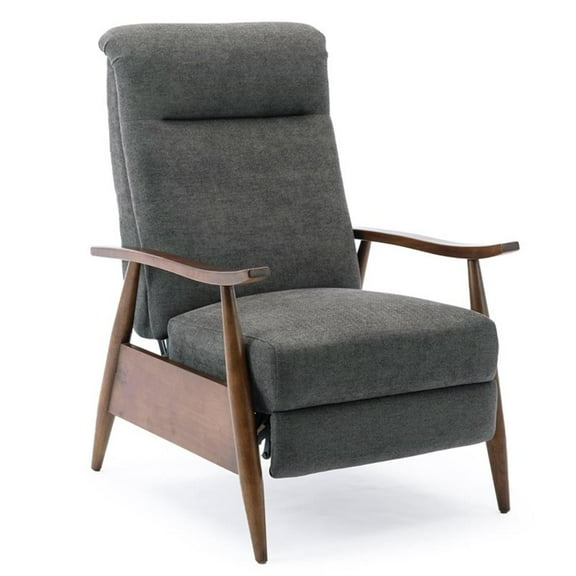 Kingfisher Lane Charcoal Polyester Fabric Wood Arm Push Back Recliner