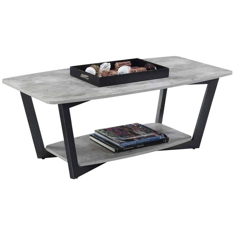 Graystone Faux Birch and Slate Gray Coffee Table with Shelf