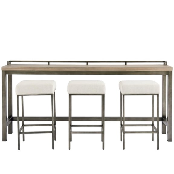 Kingfisher Lane Console Table with 3 Stools Gray Metal and Wood Top