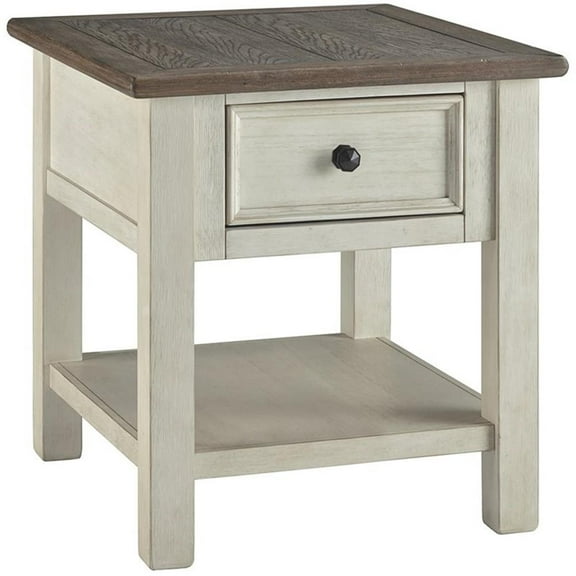 Kingfisher Lane Contemporary 1 Drawer End Table in Antique White