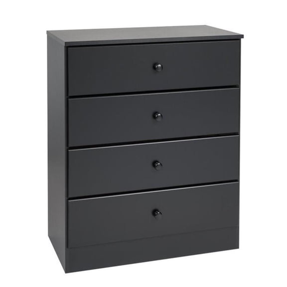 Kingfisher Lane Contemporary 4-Drawer Solid Wood Bedroom Chest in Black