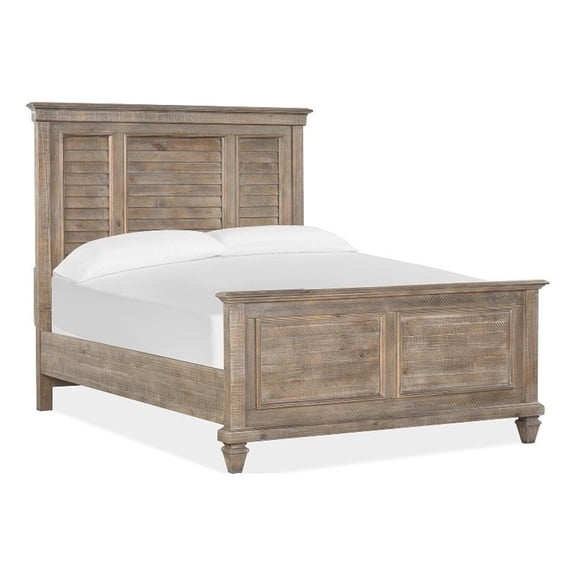 Kingfisher Lane Dovetail Grey Queen Shutter Panel Bed in Pine