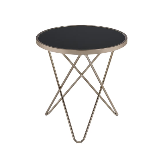 Kingfisher Lane End Table in Black Glass and Champagne