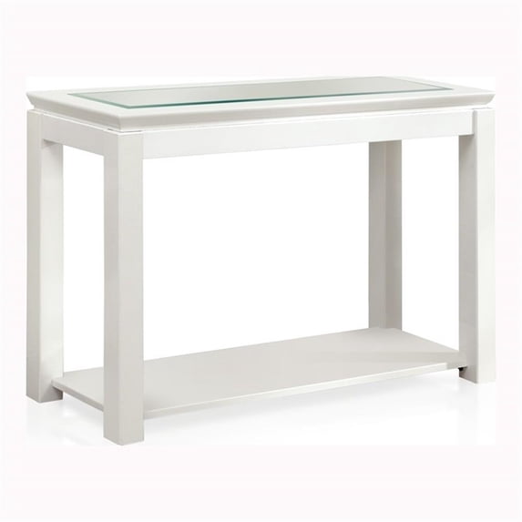 Kingfisher Lane Engineered Wood/Tempered Glass Console Table in Glossy White