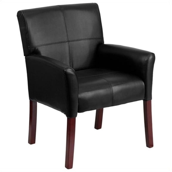 Kingfisher Lane Executive Side Guest Chair in Black with Mahogany Legs