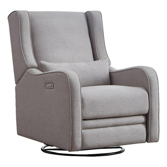 Kingfisher Lane Fabric Power Swivel Glider and Recliner in Pearl River Gray
