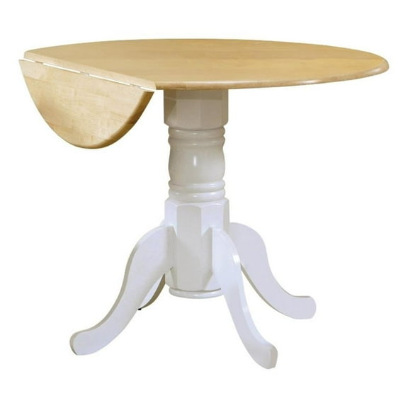 Kingfisher Lane Farmhouse Round Drop Leaf Wood Dining Table in Brown